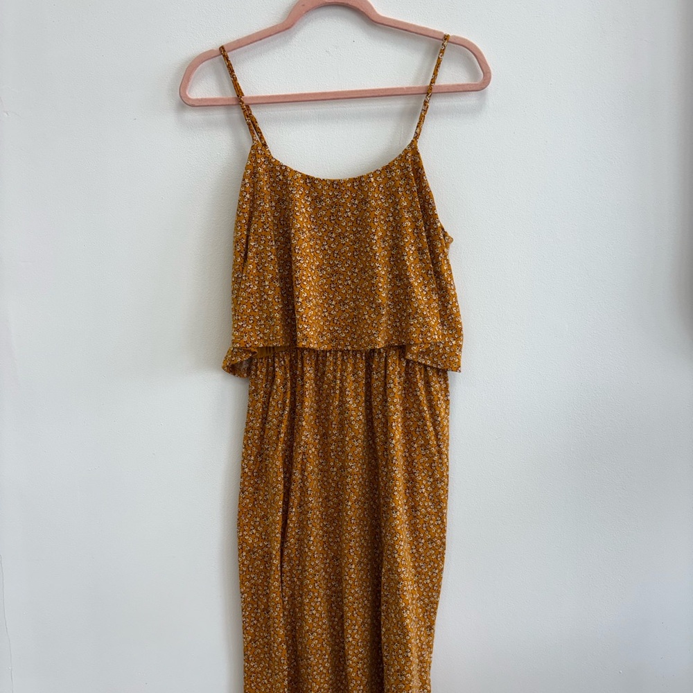 Lush Mustard Floral Midi Dress